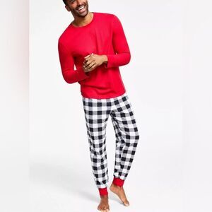 FAMILY PAJAMAS Men's Lightweight Thermal Waffle Buffalo Check PJ Set Size S